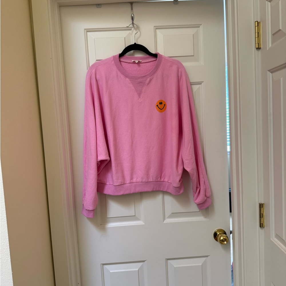 Easel Pink Sweatshirt with Smiley Face Patch